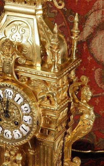 fig 4. Large and Magnificent Gothic Clock Set - Japy Freres